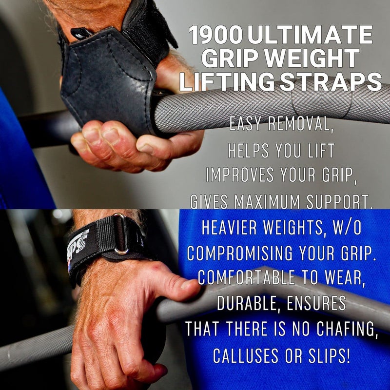 Schiek Sports Model 1900 Ultimate Grip Weight Lifting Straps - Medium - Black - Image 2